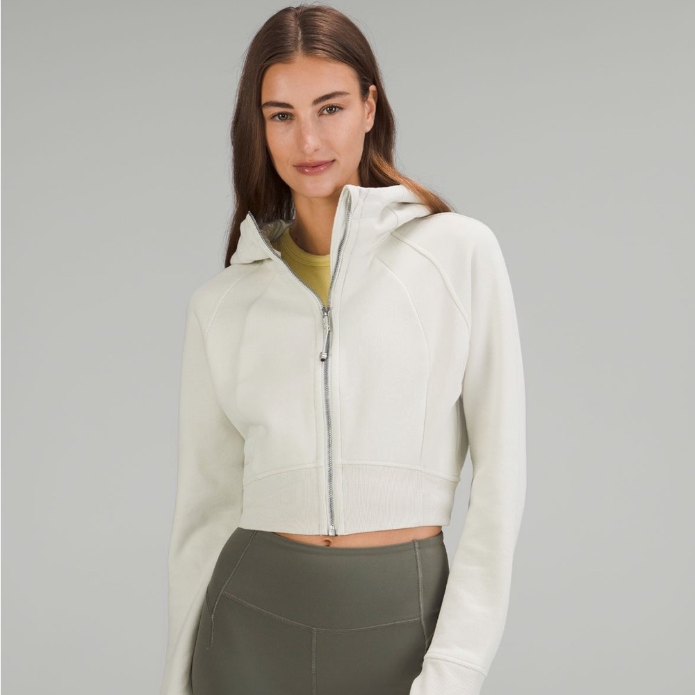 Scuba Full-Zip Cropped Hoodie - Bone